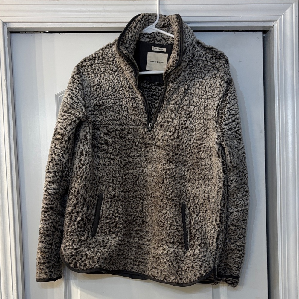 Thread & Supply Textured Sherpa Jacket 1/4 zip